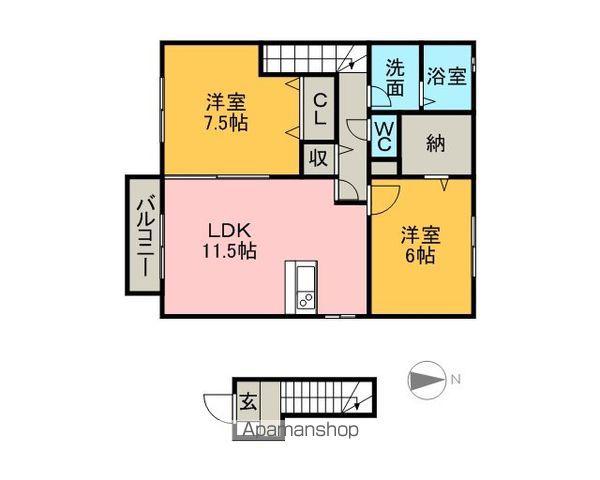 パストラーレ(2LDK/2階)の間取り写真