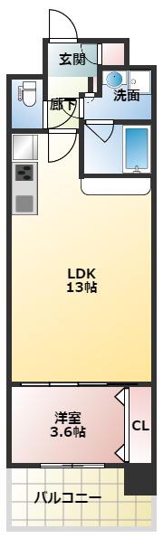 スプランディッド福島ウエスト(1LDK/4階)の間取り写真