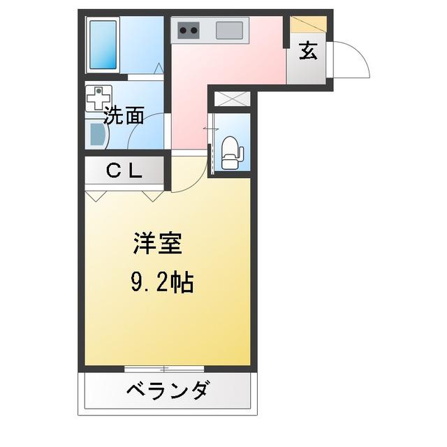 クレエ・ドミール(1K/2階)の間取り写真