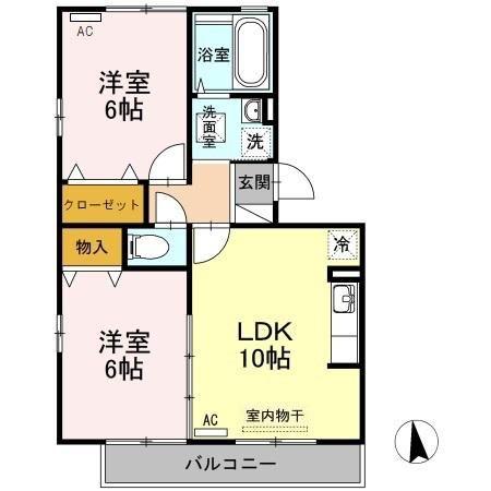 セントラル・メゾンA棟(2LDK/3階)の間取り写真