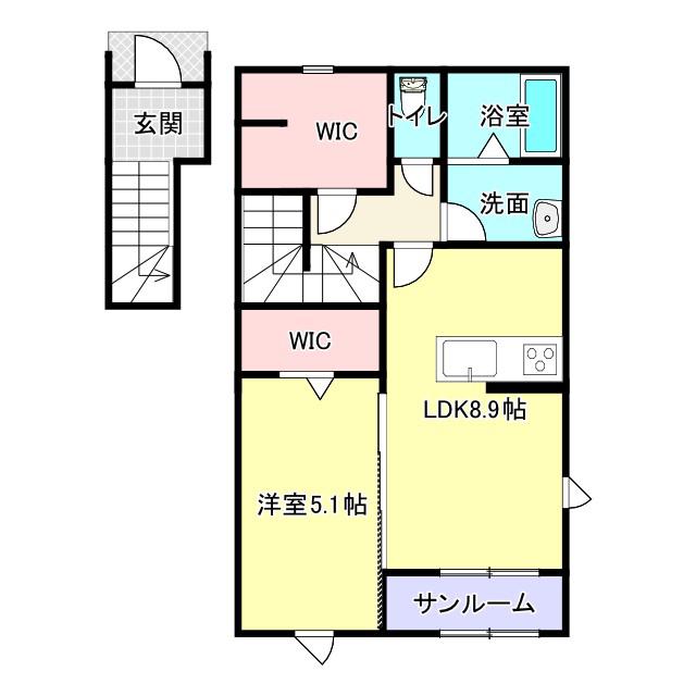 リコルド白坂(1SLDK/2階)の間取り写真