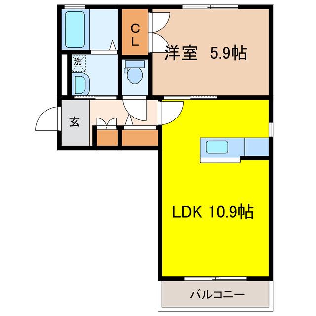 ディアス小舟(1LDK/2階)の間取り写真