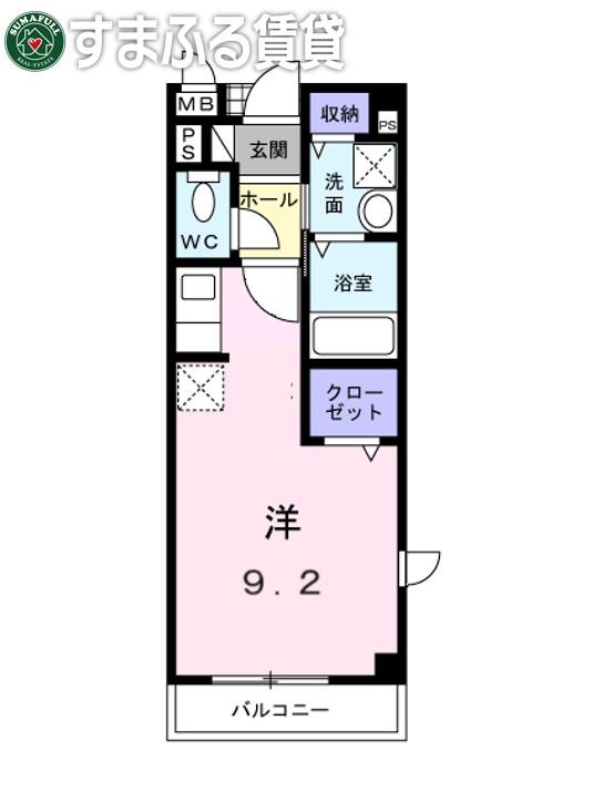 ウィステリア I(1K/2階)の間取り写真
