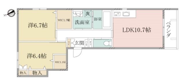 ヘーベルヴィレッジ東中野(2LDK/2階)の間取り写真