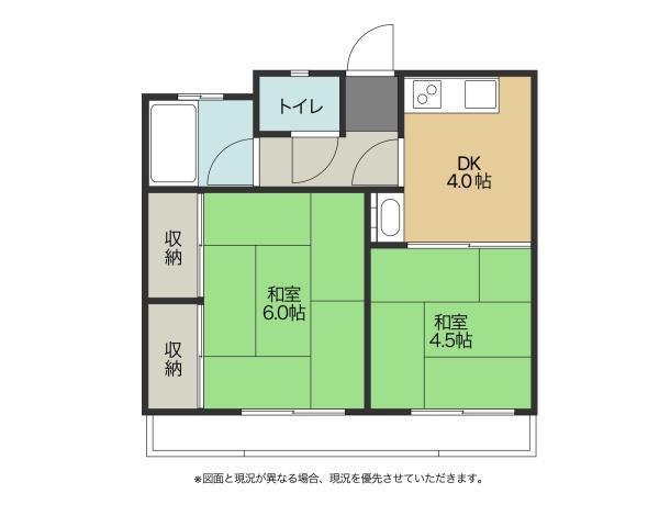 コーポ岡(2DK/3階)の間取り写真