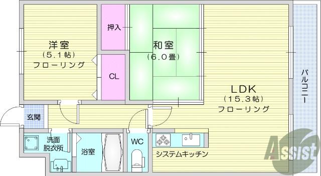 グレンパレスOKINO(2LDK/3階)の間取り写真
