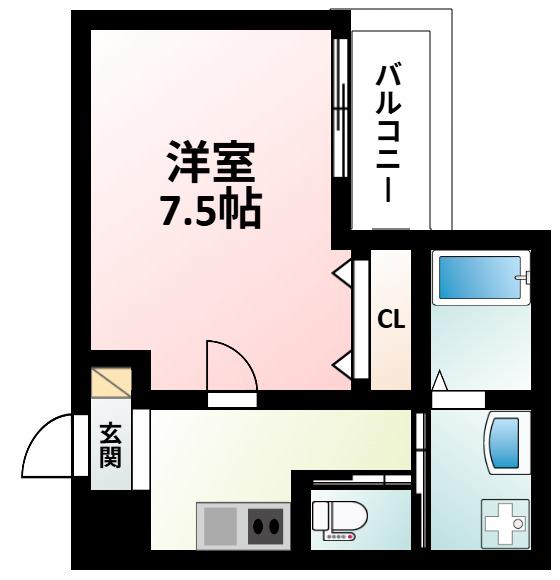 ワコーレヴィータ江坂イースト(1K/1階)の間取り写真