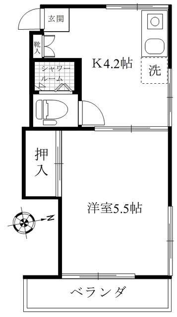 メゾン中村(1K/1階)の間取り写真