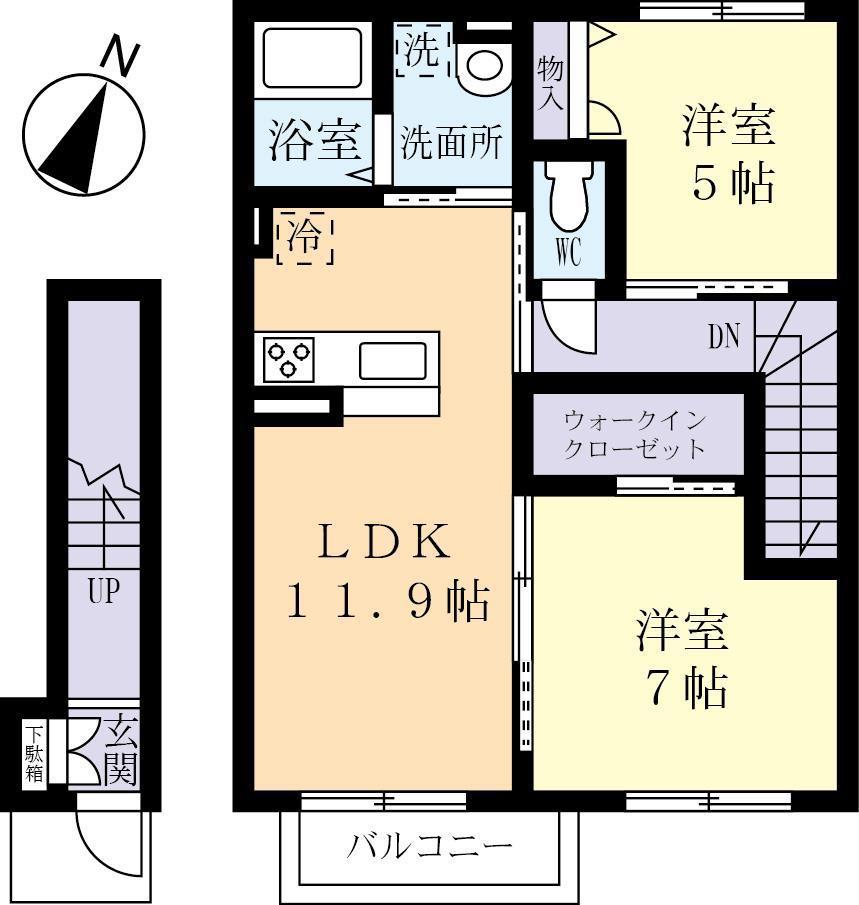 ミキハイツ III(2LDK/2階)の間取り写真