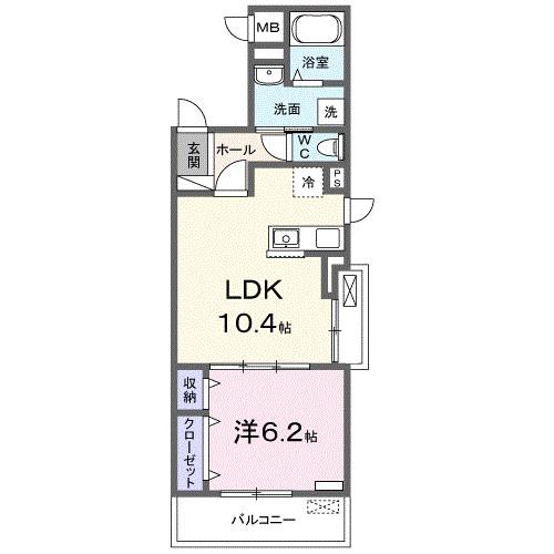 フィオーレカーサ(1LDK/2階)の間取り写真