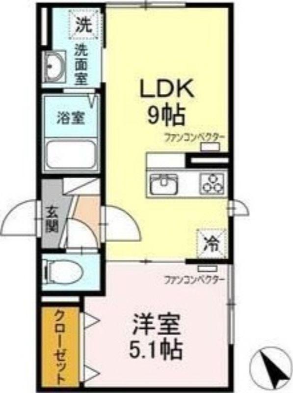 ボヌール(1LDK/2階)の間取り写真