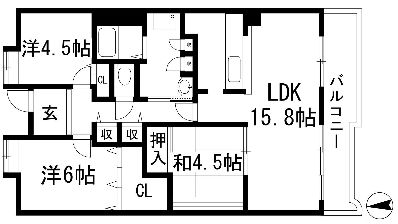 アルビス伊丹千僧11号棟(3LDK/1階)の間取り写真