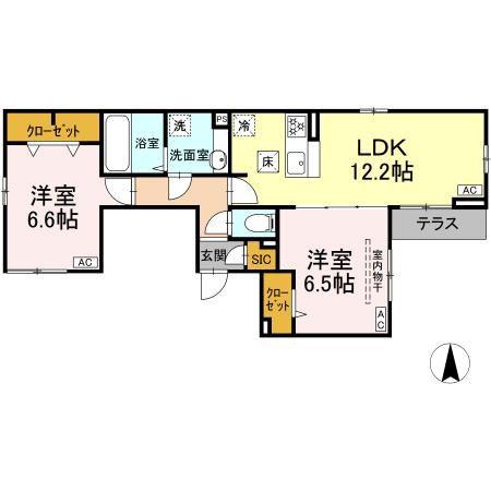 OHANA(2LDK/1階)の間取り写真