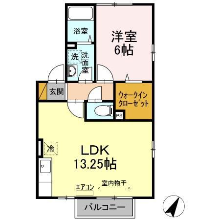トップVII(1LDK/2階)の間取り写真