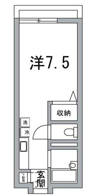 メゾンドテイト(ワンルーム/2階)の間取り写真