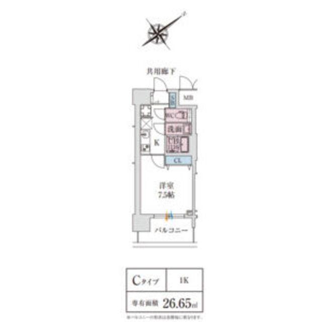 スプランディッド堺東DUE(1K/12階)の間取り写真