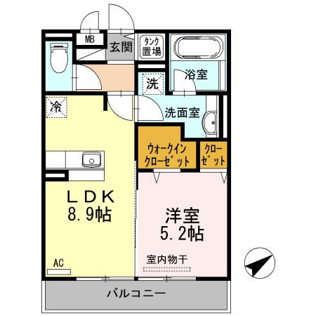 セレンディピティ堅田(1LDK/3階)の間取り写真