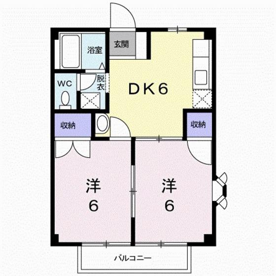 ニューシティ根木(2DK/2階)の間取り写真