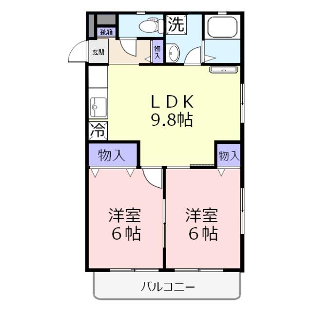 グランシャリオ(2LDK/2階)の間取り写真