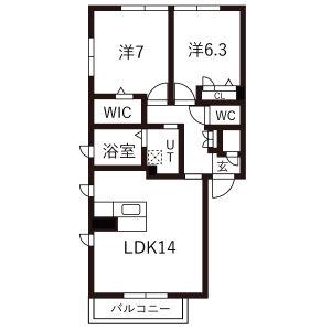 ASOBI-PALACE八田(2LDK/1階)の間取り写真