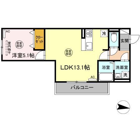 DーRESENA 檍(1LDK/3階)の間取り写真