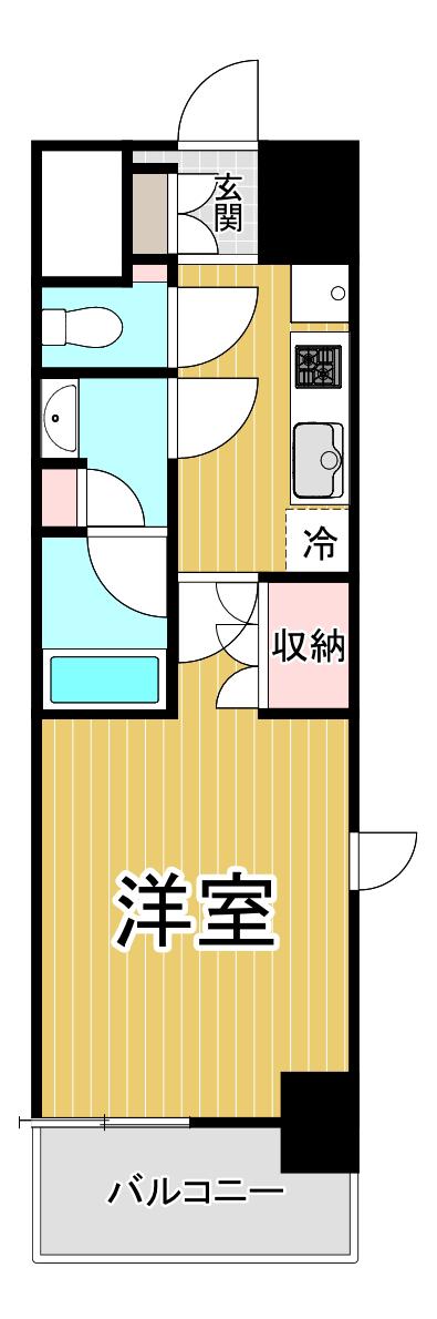 ブランシエスタ西宮(1K/2階)の間取り写真