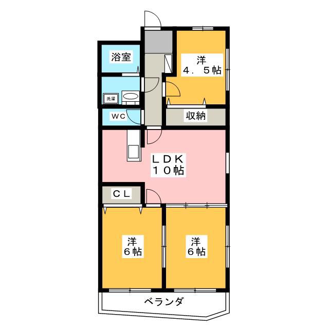 キャクタス柿の木台(3LDK/4階)の間取り写真