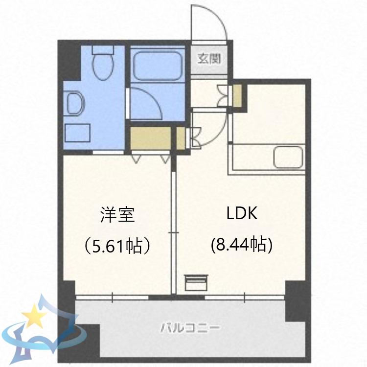 プライマル札幌北4条(1LDK/13階)の間取り写真