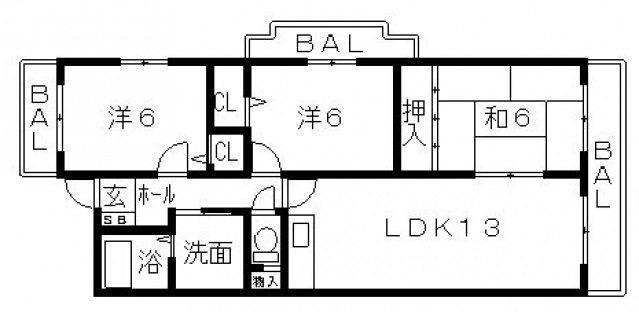 ラルゴ久宝寺(3LDK/4階)の間取り写真