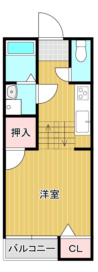 クレオ箱崎伍番館(1SK/2階)の間取り写真