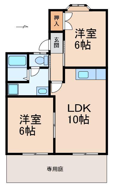セジュール西浜(2LDK/1階)の間取り写真