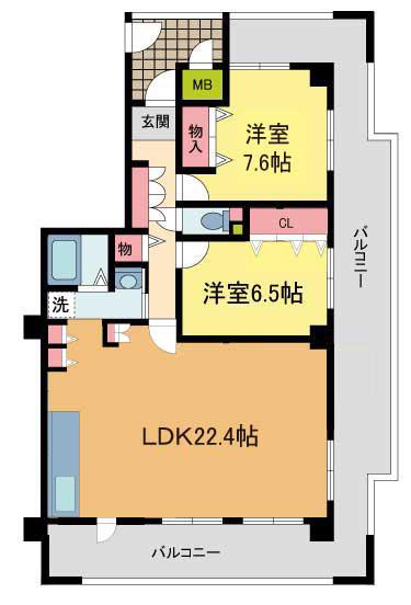 ACTA西宮東館(2LDK/9階)の間取り写真