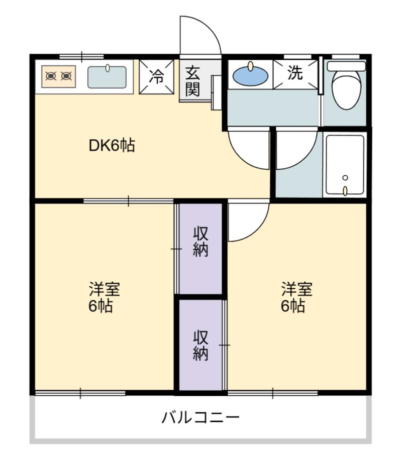 プレジール二宮(2DK/1階)の間取り写真