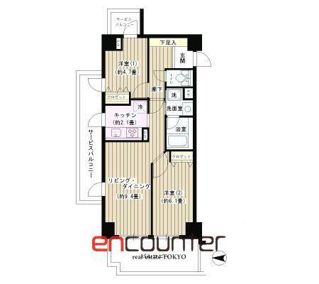 ベルジュ弥生町(2LDK/5階)の間取り写真