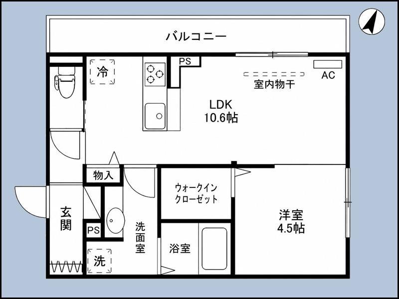 フォルテア B(1LDK/2階)の間取り写真