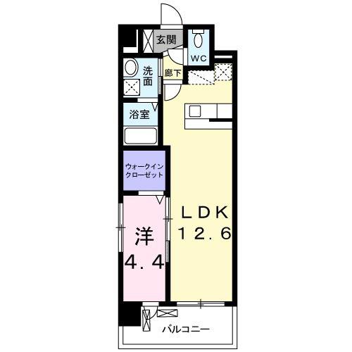 SHINES(1LDK/6階)の間取り写真