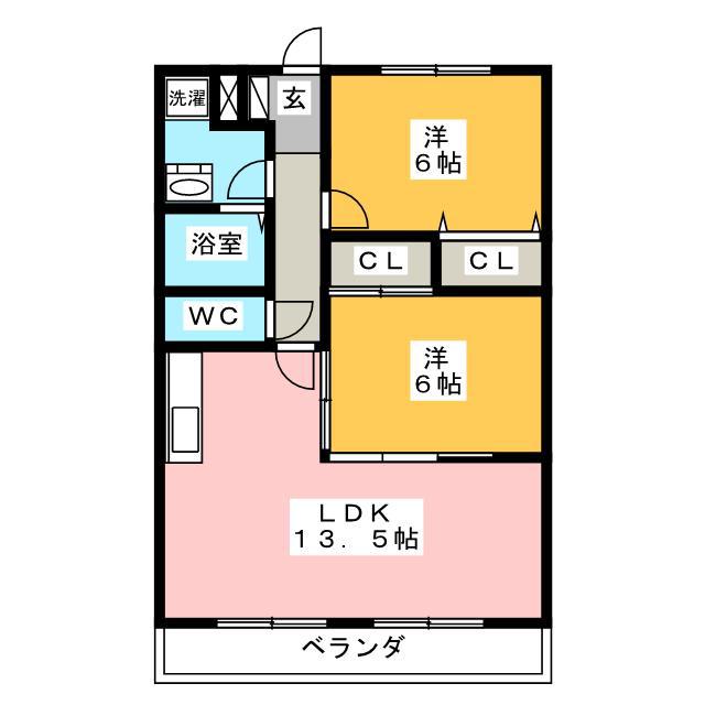 オークルシャトー岐南(2LDK/2階)の間取り写真