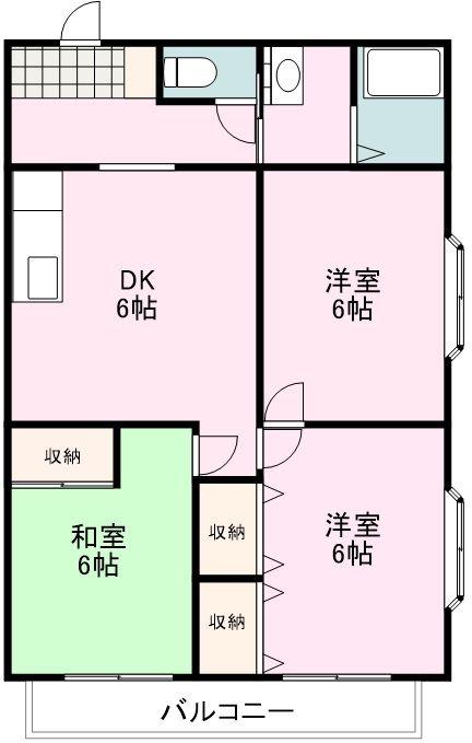 オータムヒルズ(3DK/2階)の間取り写真