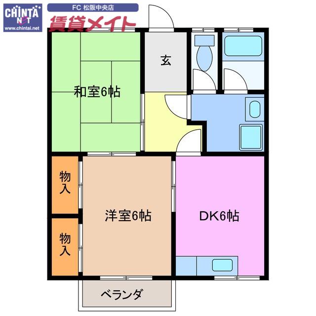 真ハイツ(2DK/2階)の間取り写真