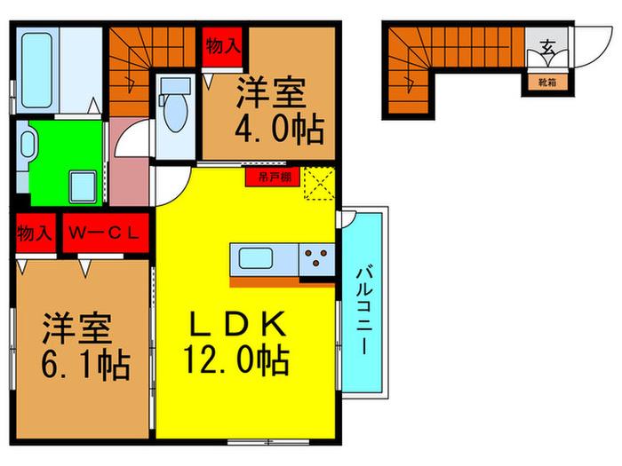 VERDEUMIRII(2LDK/2階)の間取り写真