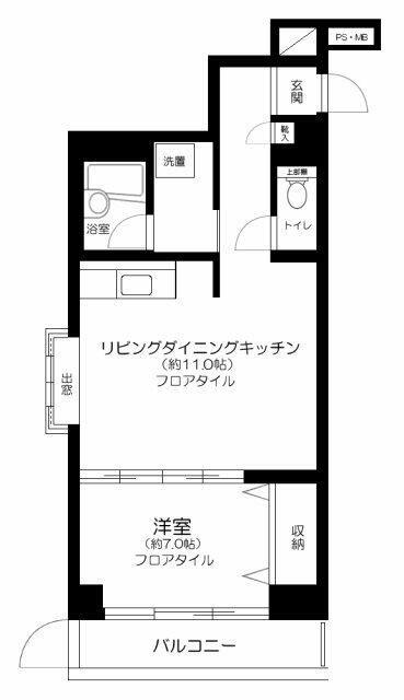 大成ルームズ(1LDK/3階)の間取り写真