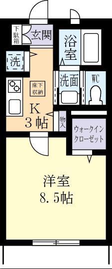 サン・フィールドA(1K/2階)の間取り写真