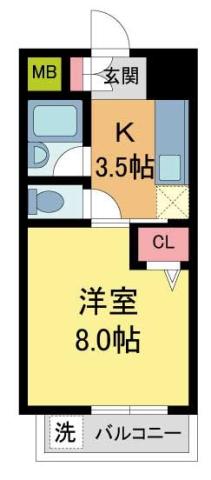 パッシーCOCOII(1K/2階)の間取り写真