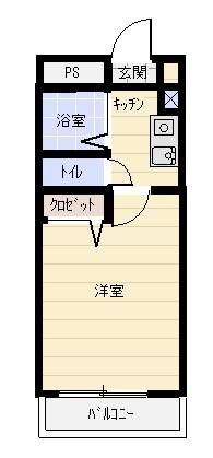 サンハイツ湘南(1K/2階)の間取り写真
