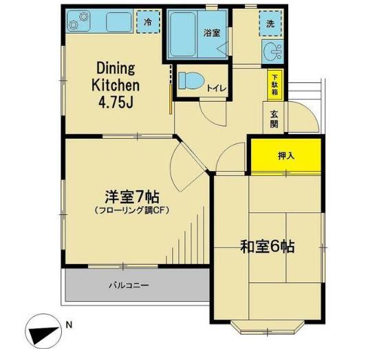 ハウス那由多(2DK/2階)の間取り写真