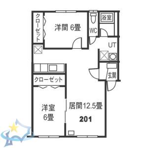 LABO山の手Ⅱ(2LDK/3階)の間取り写真
