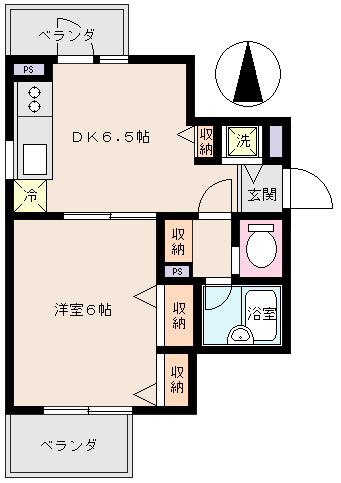 レジデンスタザワナカノ(1DK/1階)の間取り写真