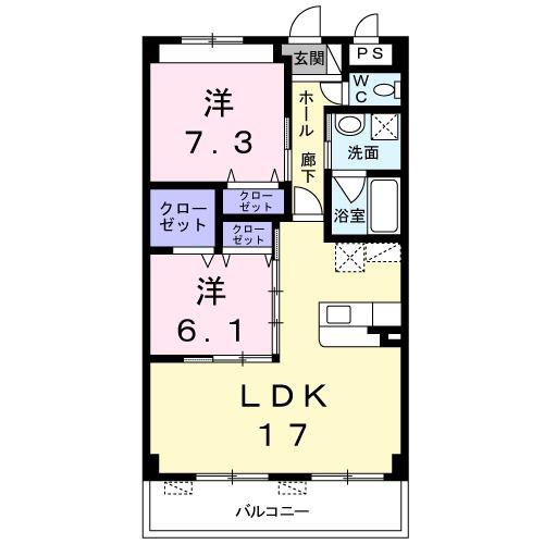 ベルコリーヌ(2LDK/3階)の間取り写真