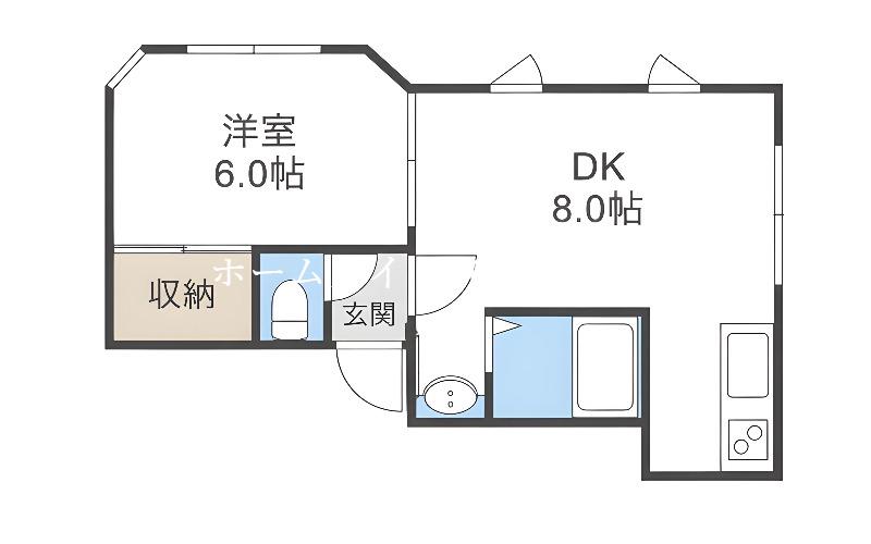 瀬比亜館北10条(1LDK/2階)の間取り写真