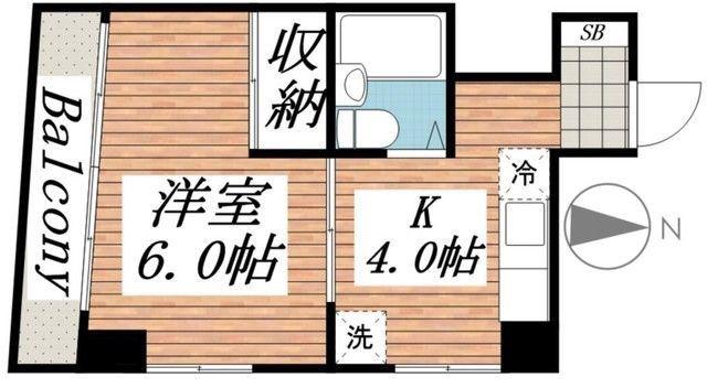 昭花園ビル(1K/2階)の間取り写真